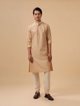 R R Blue - Men Beige Raw Silk Kurta