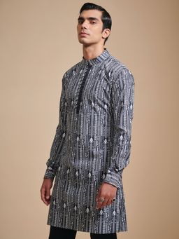 R R Blue - Men Blue Printed Cotton Kurta