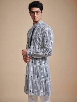 R R Blue - Men Black Cotton Kurta