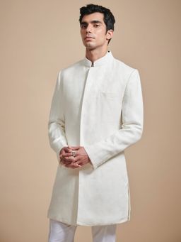 R R Blue - Off White The Short Concealed Placket Achkan