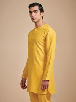 R R Blue - Men Mustard Linen Kurta