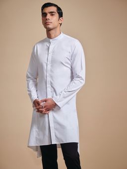 R R Blue - Men White Cotton Kurta