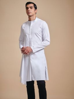 R R Blue - Men White Cotton Kurta