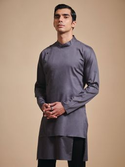 R R Blue - Men Grey Cotton Kurta