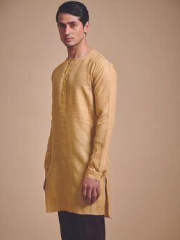 R R Blue - Men Beige Linen Kurta