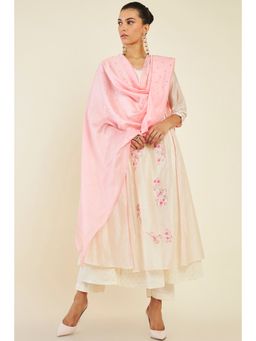Soch - Women Off White Cotton Embroidered Suit (Set of 3)
