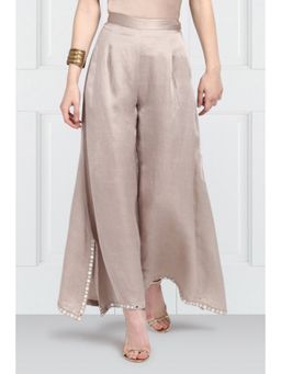 Twenty Nine - Taupe Asymmetrical Flared Mirrorwork Palazzo