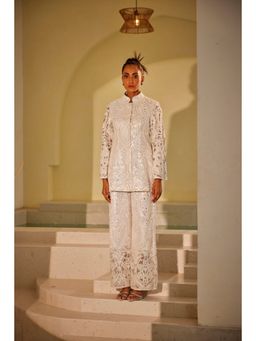 Twenty Nine - White Jaali Work Flared Pant
