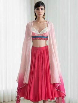 MANDIRA WIRK - Printed Patchwork Lehenga Blouse With Dupatta