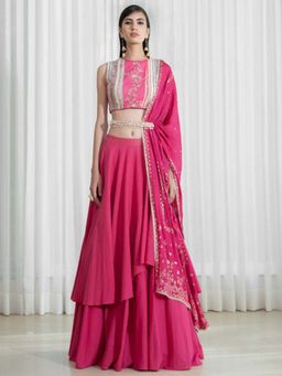 MANDIRA WIRK - Double Layered Skirt With Blouse And Dupatta