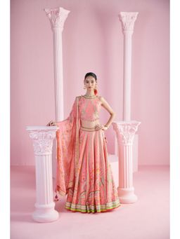 MANDIRA WIRK - Pink Tassel Geometric Floral Lehenga Blouse with Dupatta