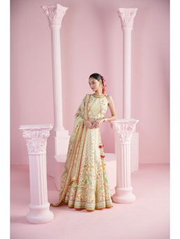 MANDIRA WIRK - Lemon Blossom Top with Lehenga and Printed Dupatta