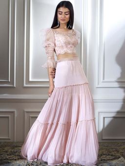 MANDIRA WIRK - Soft Peach Dori Embroidered Lehenga With Blouse