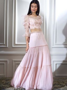 MANDIRA WIRK - Soft Peach Dori Embroidered Lehenga With Blouse