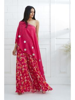 MANDIRA WIRK - Fuchsia A-Symmetric Top with Skirt