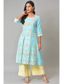 W - Blue Floral Kurta