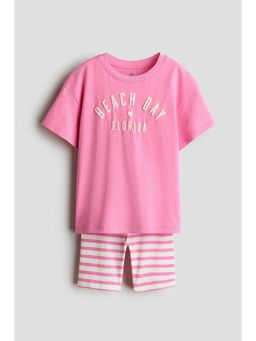H&M - Girls Pink 2-Piece Cotton Jersey Set