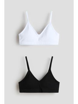 H&M - Girls Black 2-Pack Padded Crop Tops