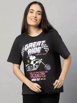 Free Authority - Peanuts Printed Relaxed Fit Tshirt for Women