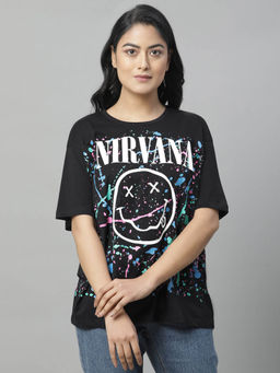 Free Authority - Nirvana Printed Loose Fit Tshirt for Women