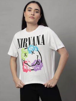 Free Authority - Nirvana Printed Relaxed Fit Tshirt for Women