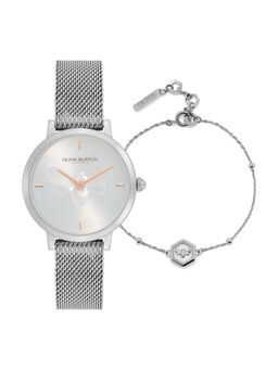 Olivia Burton - Women Basic Slim White Round Dial Watch and Bracelet - 24070002 (M)