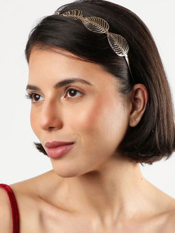 Sohi - Gold Plated Stylish Leaf Designer Hair Band