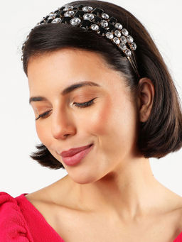 Sohi - Black Stones Gold Plated Hair Band