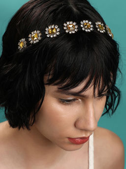 Sohi - Multi-Color Stone Gold-Plated Hair Band