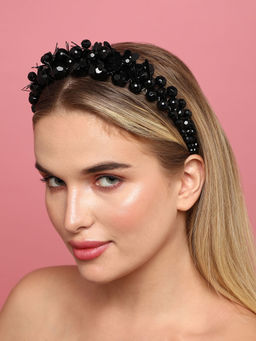 Sohi - Black Stone Floral Trendy Design Hair Band