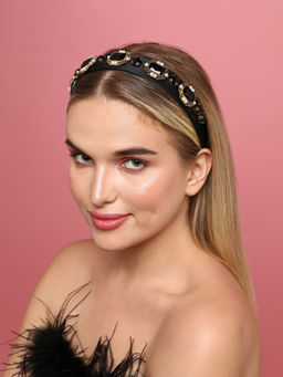 Sohi - Black Color Stones Trendy Design Hair Band