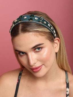 Sohi - Green Color Stylish Stone Hair Band
