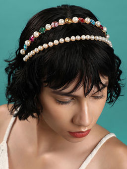 Sohi - Multi-Color Elegant Pearls Hair Band
