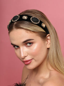 Sohi - Black Color Stones Dazzling Hair Band
