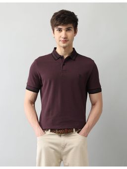 U.S. Polo Assn. Denim Co. - Mens Wine Solid Pure Cotton Black Label Polo T-Shirt