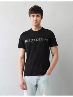 U.S. Polo Assn. Denim Co. - Mens Black Brand Printed Muscle Fit Black Label T-Shirt