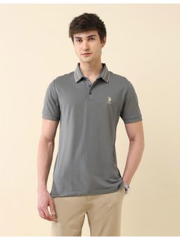 U.S. POLO ASSN. - Mens Grey Solid Slim Fit Gentlemans Club Polo T-Shirt