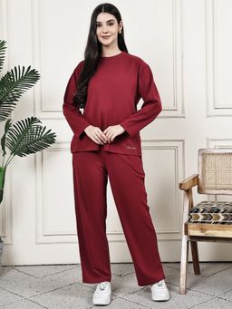 Kanvin - Womens Winter Wear Maroon Top with Pyjama