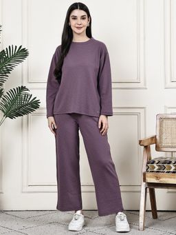 Kanvin - Womens Winter Wear Purple Top with Pyjama