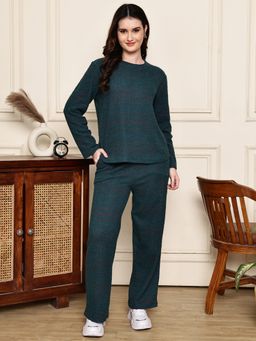 Kanvin - Womens Winter Wear Teal Top with Pyjama