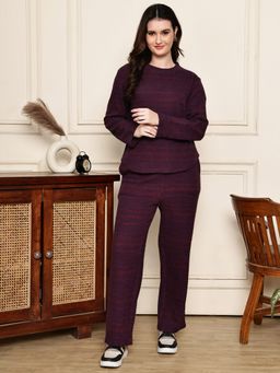Kanvin - Womens Winter Wear Purple Top with Pyjama