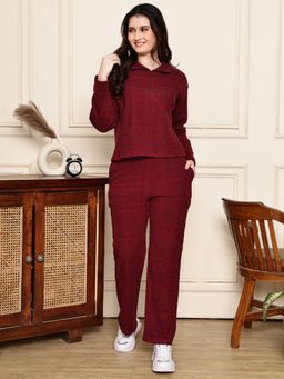 Kanvin - Womens Winter Wear Red Top with Pyjama