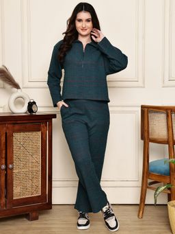 Kanvin - Womens Winter Wear Teal Top with Pyjama