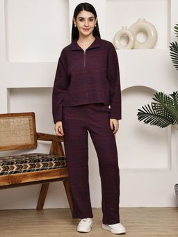 Kanvin - Womens Winter Wear Purple Top with Pyjama