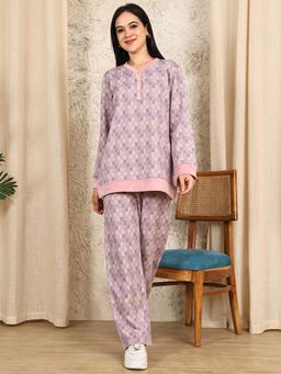 Kanvin - Womens Winter Wear Pink Top with Pyjama