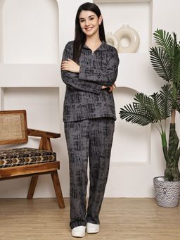 Kanvin - Womens Winter Wear Charcoal Top with Pyjama