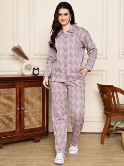Kanvin - Womens Winter Wear Pink Shirt with Pyjama