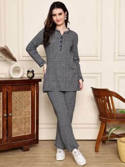 Kanvin - Womens Winter Wear Black Top with Pyjama
