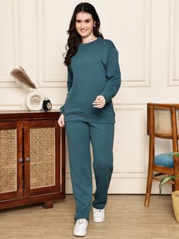 Kanvin - Womens Winter Wear Teal Sweatshirt with Pyjama