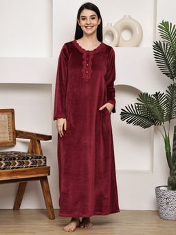Kanvin - Womens Winter Wear Maroon Nighty